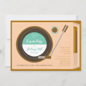 Geburtstagsparty der Plattenspielermusik Einladung (Vorderseite)