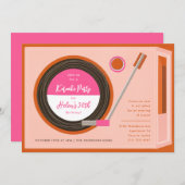 Geburtstagsparty der Plattenspielermusik Einladung (Vorne/Hinten)