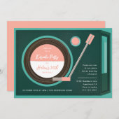 Geburtstagsparty der Plattenspielermusik Einladung (Vorne/Hinten)