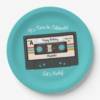 Geburtstagsparty der Retro 80's Cassette Tape Musi Pappteller