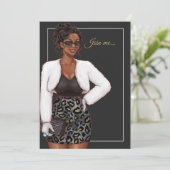 Geburtstagsparty der Schwarzen Frau Einladung (Stehend Vorderseite)