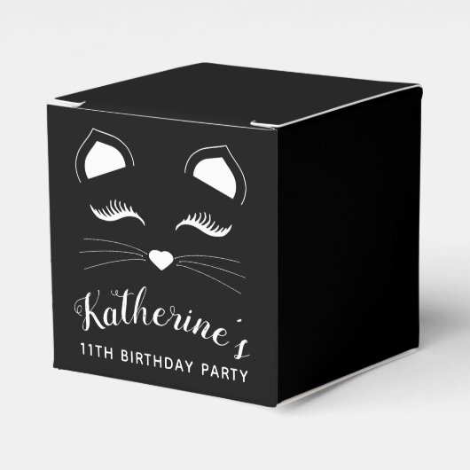 Geburtstagsparty der Schwarzen Katze Geschenkschachtel (Vorderseite)