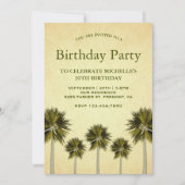 Geburtstagsparty der Vintagen tropischen Palmen Einladung (Vorderseite)