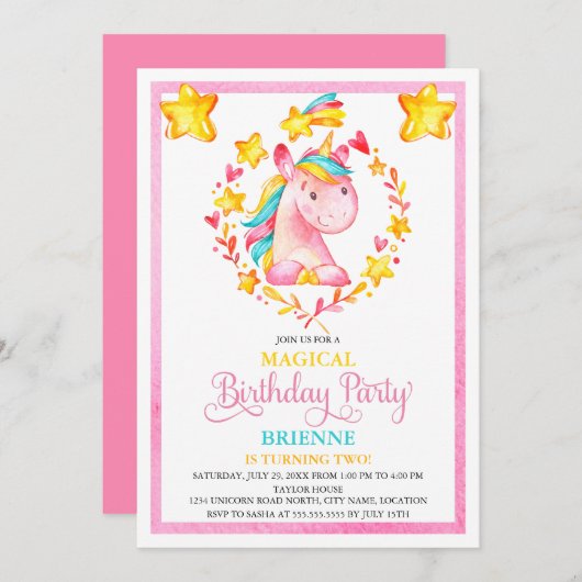 Geburtstagsparty der Wasserfarbe Einladung (Vorne/Hinten)