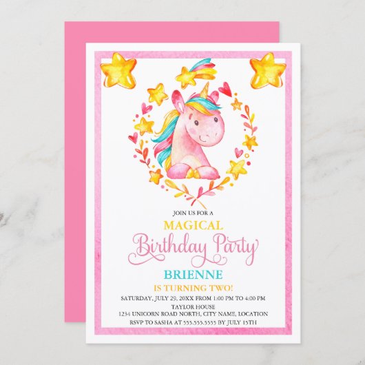 Geburtstagsparty der Wasserfarbe Einladung (Vorne/Hinten)