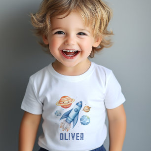 Geburtstagsparty der Weltraumrakete Baby T-shirt
