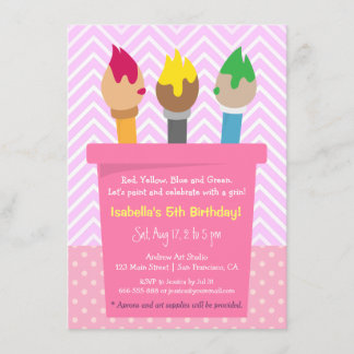 Geburtstagsparty der Zickzack Polka-Dots-Malerei Einladung