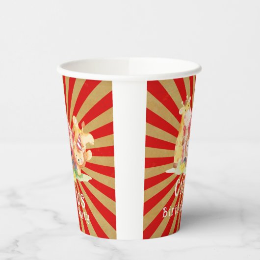 Geburtstagsparty der Zirkustiere Pappbecher (Links)