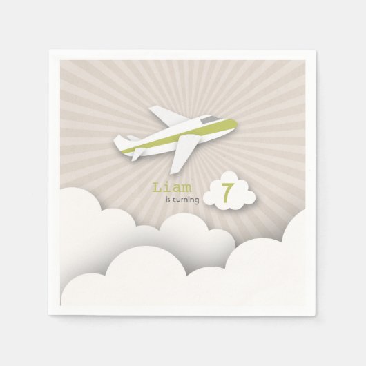 Geburtstagsparty des Flugzeugs - Grün Serviette (Vorderseite)