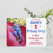 Geburtstagsparty des Fotos Einladung (Stehend Vorderseite)