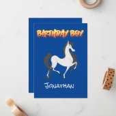 Geburtstagsparty des Fun Horse Mitteilungskarte (Vorderseite/Rückseite Beispiel)