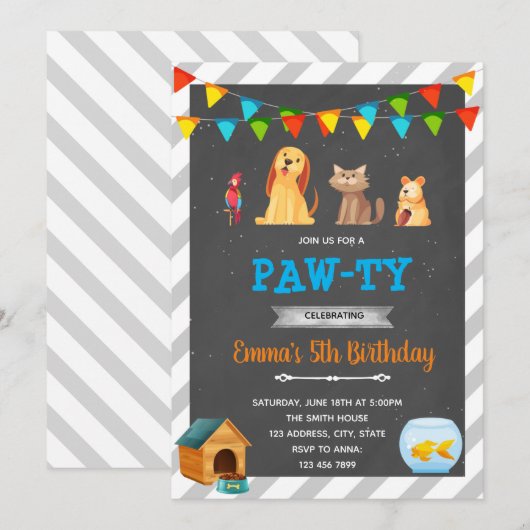 Geburtstagsparty des Hauses Einladung (Vorne/Hinten)