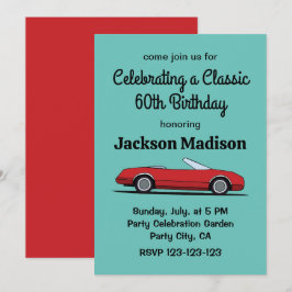 Geburtstagsparty des Klassikers Red Car Einladung