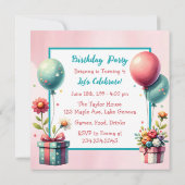 Geburtstagsparty des Mädchendrachen Einladung (Rückseite)