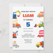 Geburtstagsparty des modernen Stadtverkehrs Einladung (Vorderseite)