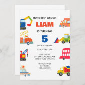 Geburtstagsparty des modernen Stadtverkehrs Einladung (Vorne/Hinten)