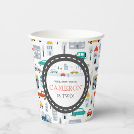 Geburtstagsparty des modernen Stadtverkehrs Pappbecher