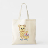 Geburtstagsparty des niedlichen Bären-Themas Tragetasche (Rückseite)