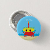 Geburtstagsparty des niedlichen Crab Beach Kid Button (Vorne & Hinten)