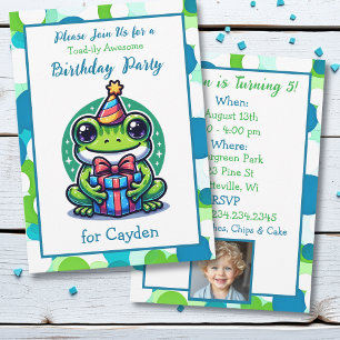 Geburtstagsparty des niedlichen Frog Themed Boys Einladung
