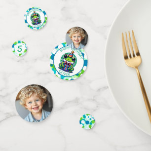 Geburtstagsparty des niedlichen Frog Themed Boys Konfetti