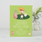 Geburtstagsparty des niedlichen Golfspielers Einladung (Stehend Vorderseite)