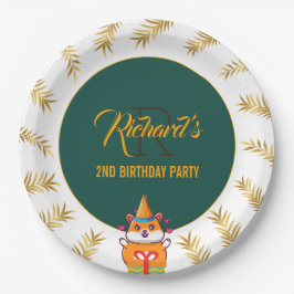 Geburtstagsparty des niedlichen Hamsters Green The Pappteller