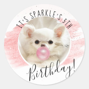 Geburtstagsparty des niedlichen Hundes   Sparkle t Runder Aufkleber