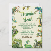 Geburtstagsparty des niedlichen Reptile Themed Kid Dankeskarte (Vorderseite)