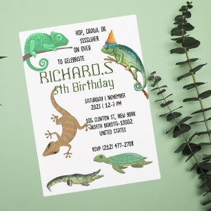 Geburtstagsparty des niedlichen Reptile Themed Kid Einladung