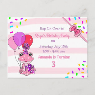Geburtstagsparty des personalisierten Frog Themed Postkarte