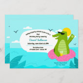 Geburtstagsparty des Schwimmers Einladung (Vorne/Hinten)