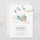 Geburtstagsparty des Vintagen Aquarellflugzeugs Einladung (Vorderseite)