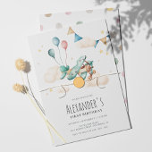 Geburtstagsparty des Vintagen Aquarellflugzeugs Einladung