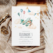 Geburtstagsparty des Vintagen Aquarellflugzeugs Einladung