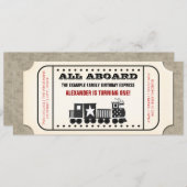 Geburtstagsparty des Vintagen Zuges Einladung (Vorne/Hinten)