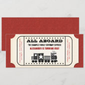 Geburtstagsparty des Vintagen Zuges Einladung (Vorne/Hinten)