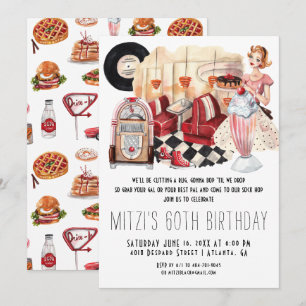 Geburtstagsparty Diner Sock Hop Einladung