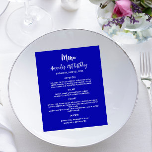 Geburtstagsparty Dinner Menü Royal Blue White Budg