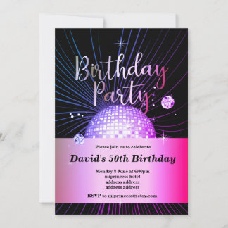 Geburtstagsparty, Disco-Party Einladung