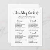 Geburtstagsparty Drink Wenn Spiel editierbare Kart (Vorne/Hinten)