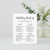 Geburtstagsparty Drink Wenn Spiel editierbare Kart (Stehend Vorderseite)