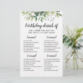 Geburtstagsparty Drink Wenn Spiel editierbare Kart (Stehend Vorderseite)