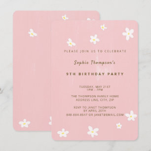 Geburtstagsparty Dusty Rose Niedlich Daisies Simpl Einladung
