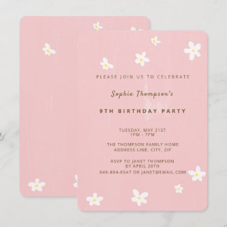 Geburtstagsparty Dusty Rose Niedlich Daisies Simpl Einladung