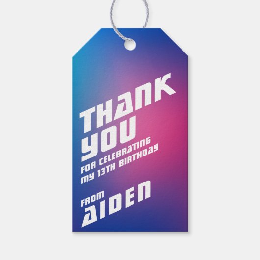 Geburtstagsparty eines coolen Jungen - Geschenkmar Geschenkanhänger (Vorderseite)