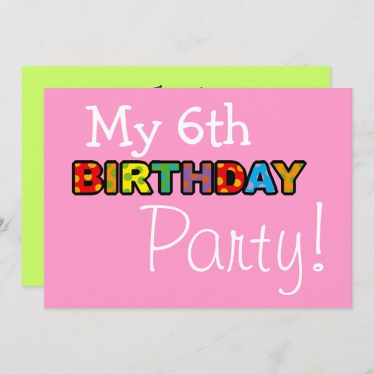 Geburtstagsparty Einladung (Vorne/Hinten)