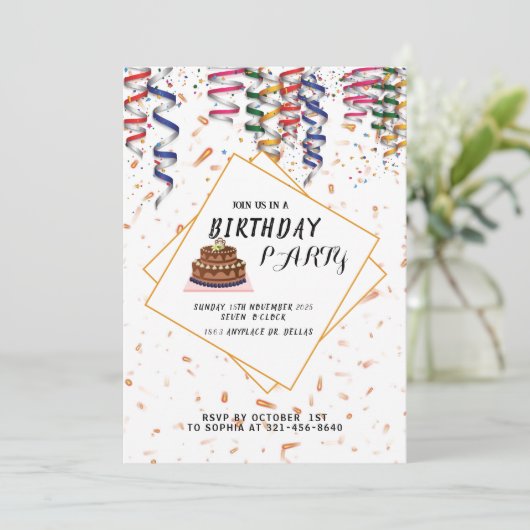 Geburtstagsparty Einladung (Stehend Vorderseite)