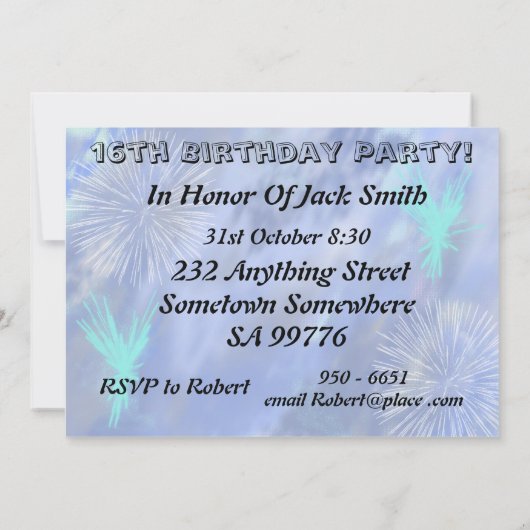 Geburtstagsparty Einladung (Rückseite)