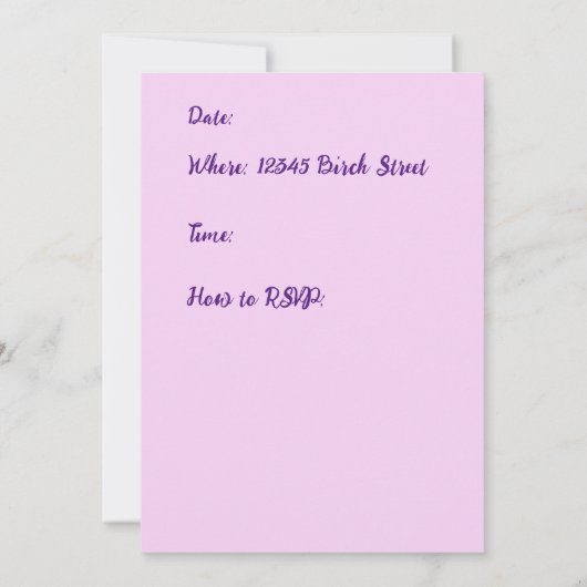 Geburtstagsparty Einladung (Rückseite)